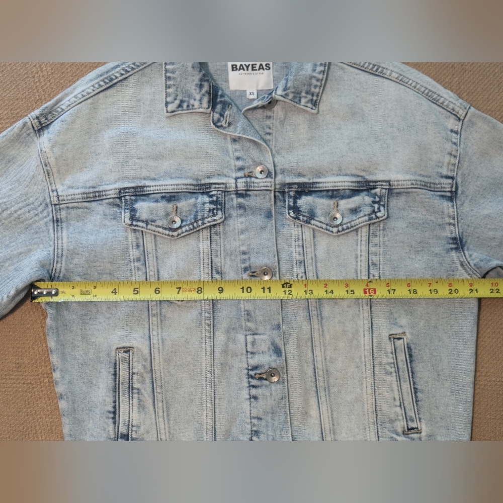 Bayeas Light Wash Blue Denim Jean Jacket - Picture 8 of 15